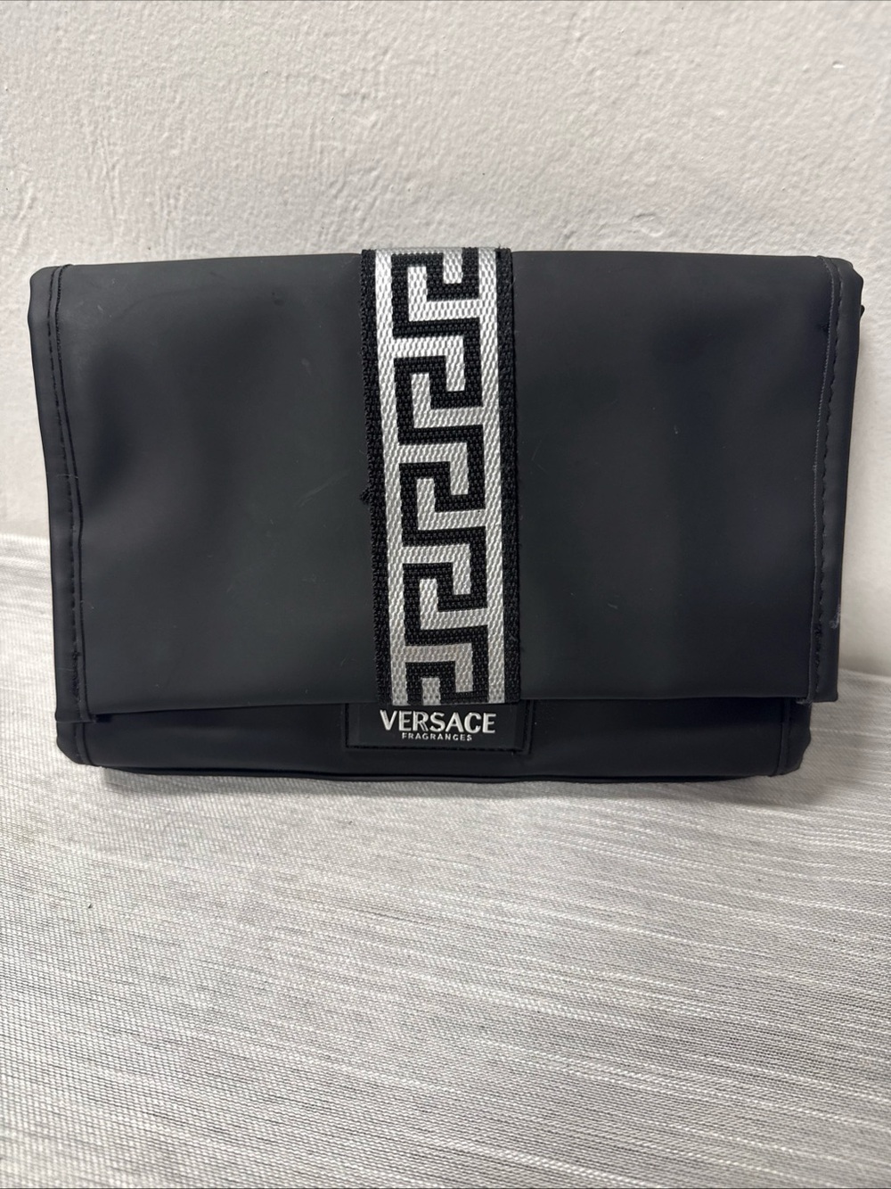 Versace Black and White Greek Key Toiletry Pouch